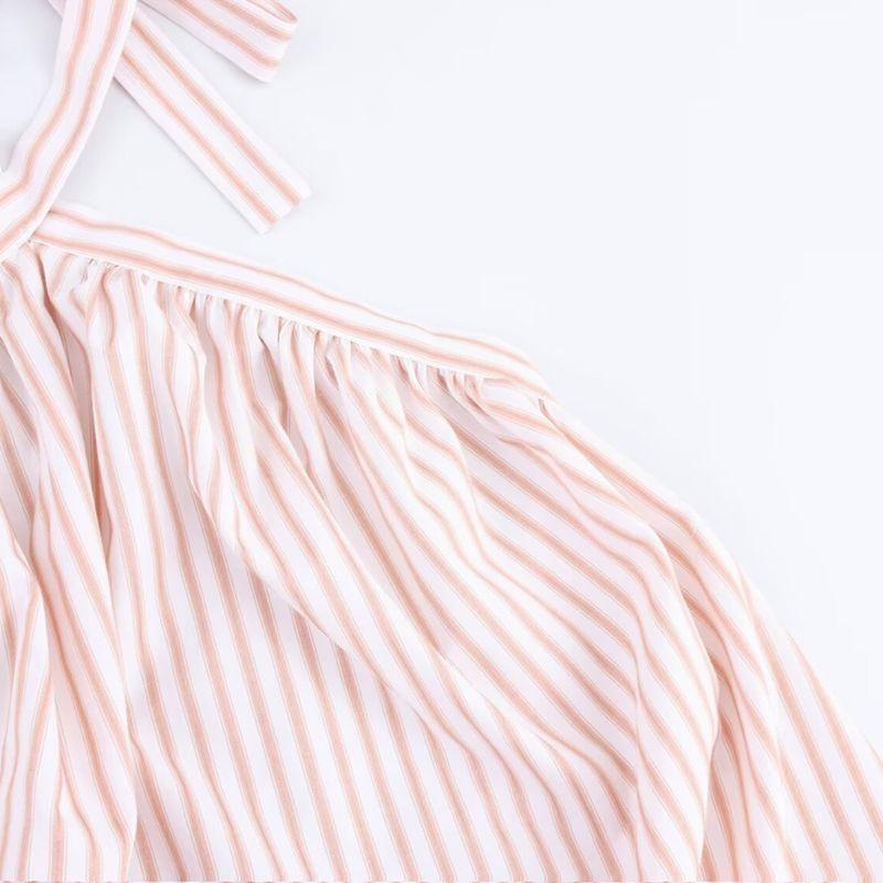 Kaslead New Arrival Women's Clothing Fashion Style Fashion Minimalist Stripes Halterneck Vacation Style Dress