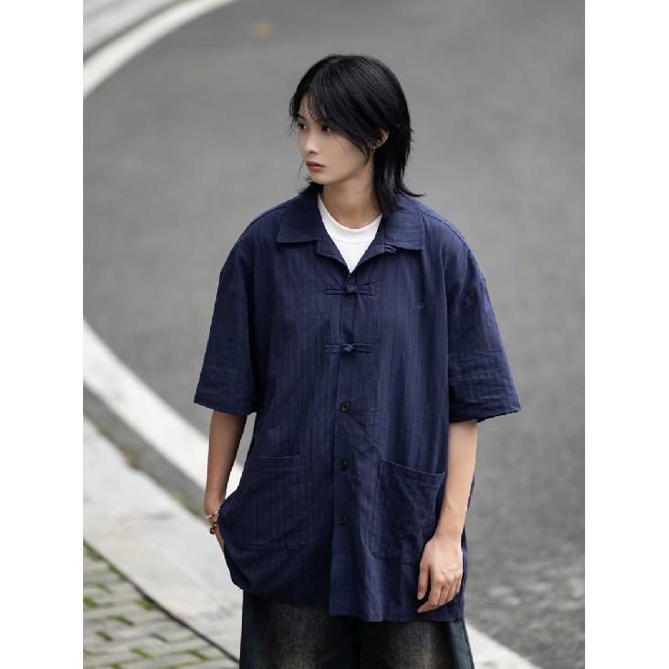 Summer Clothing Men'S Retro Casual Shirt Student Loose Niche Design Fun New Men'S Top For Outdoor Wear