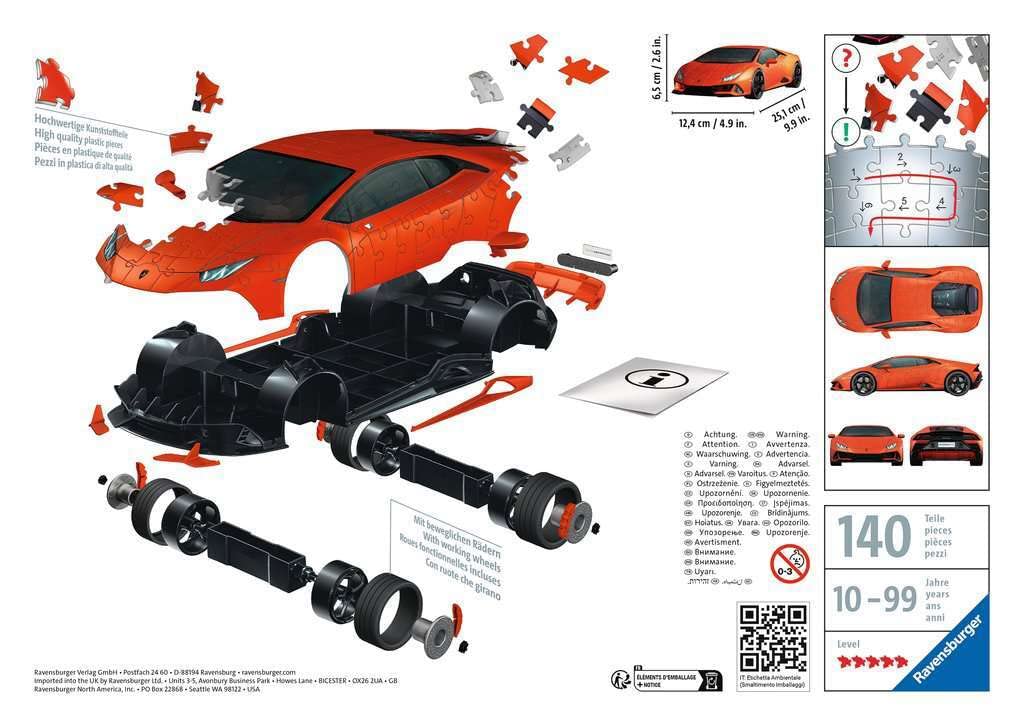 Ravensburger 108 Piece 3D Puzzle Lamborghini Huracan EVO 3D Puzzle 11238 8