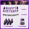 15pcs Wednesday Addams Party Supplies Including Banners and CakeToppers