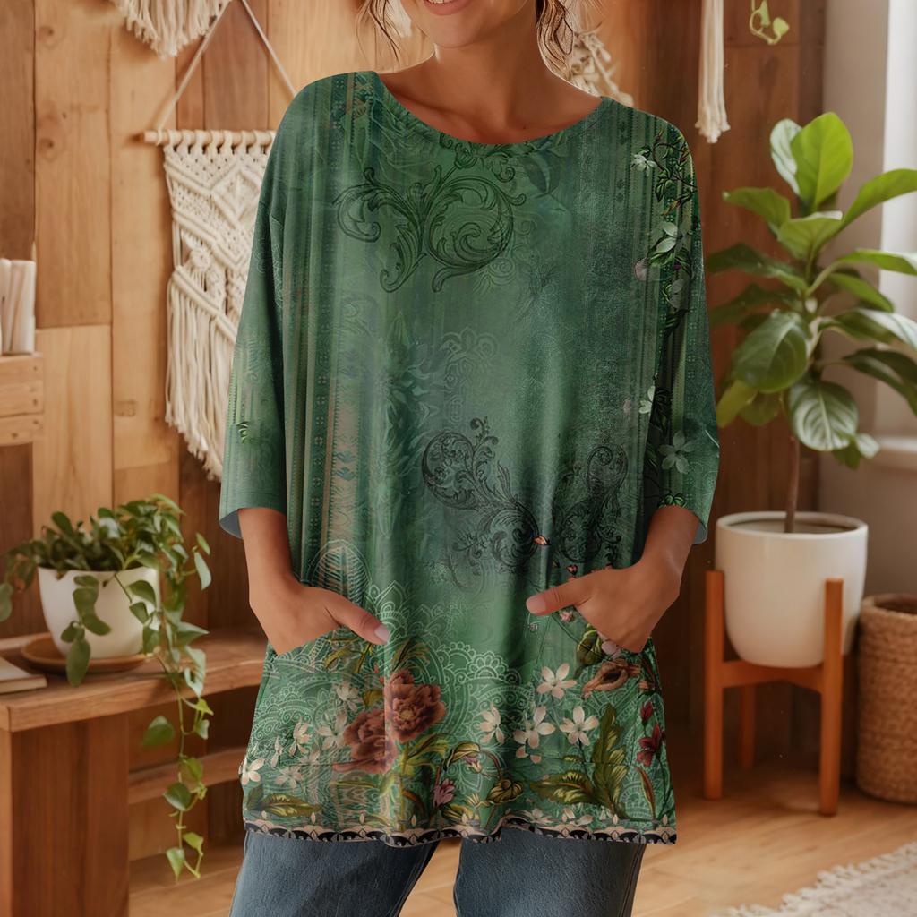 Damen 3/4-Ärmel Shirts Grafik-T-Shirts Shirts Lässige Basic-Tops Pullover