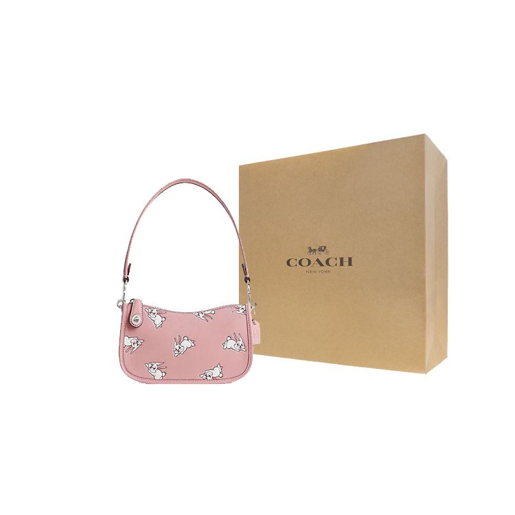 Coach X White Rabbit Collaboration Swinger 20 Logo Plaque Zipper Closure Leather Mahjong Bag Women bags CK404-LHVVR
