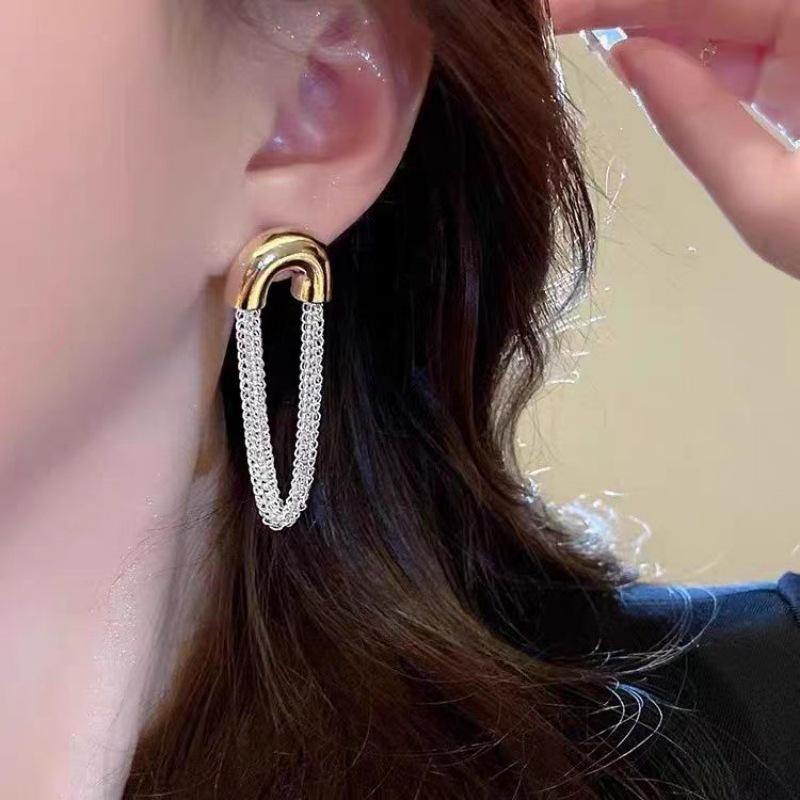 2PC Women's Fashion Geometric Tassel Earrings, Jewelry, Clear and Cold Sensation, Date Party, Festival Gift-107