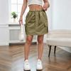 Damen Freizeit Minirock mit Tunnelzug Taille und Taschen Utility Stil Leichter Arbeitsrock Geeignet für den täglichen Gebrauch