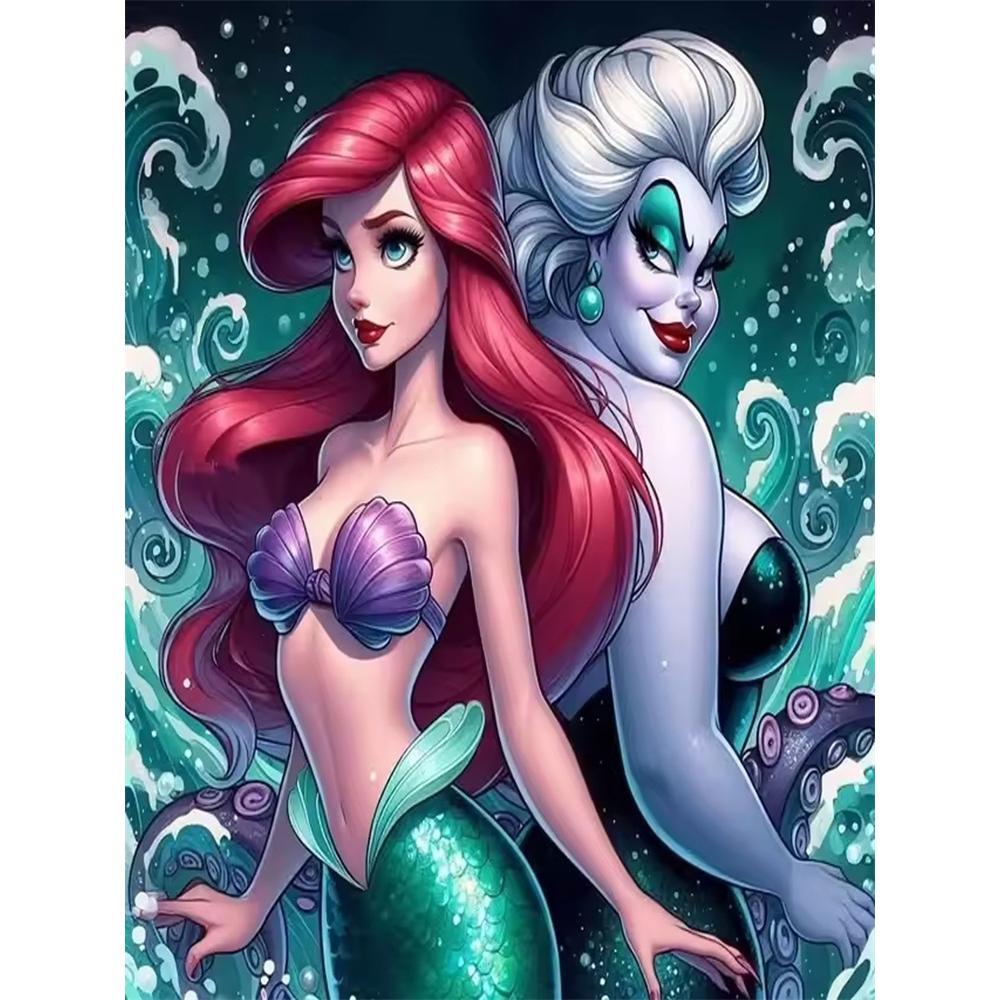 

Disney Diamond Painting Ariel The Little Mermaid Art Painting, Rhinestone 5D Mosaic Handmade DIY Cross-stitch Gift Home Decoration Round 20x30cm