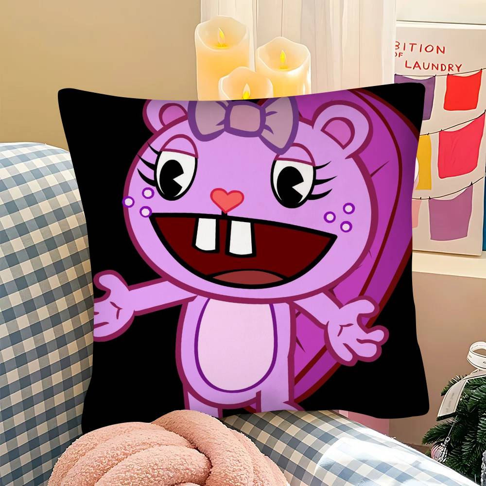 1Pc Anmie A-Happy Tree Friends-S Pillow Case Fashion Square Pillowcase Bedroom Sofa Room Ins Decoration Leisure