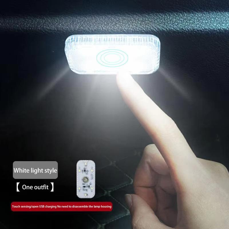 

LED Touch Light Mini Wireless Car Interior Lighting Auto Roof Ceiling Reading Lamp for Door Foot Trunk Storage Box USB Charging