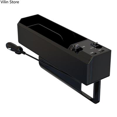 Organizador de bolsillo para asiento de Control Central de coche con 2 cargadores USB, Cables QC3.0 retráctiles, espacio de asiento multifuncional