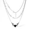 Trendsetting Geometric Heart And Wing Necklace Unique Alloy Jewelry For Women