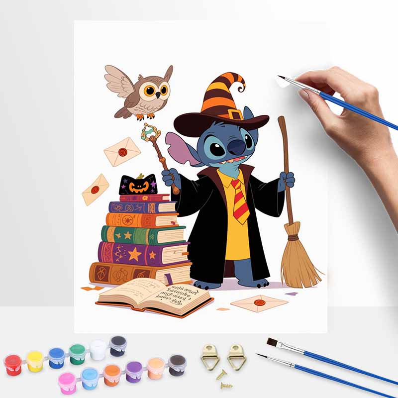 Disney digital oil painting Stitch wizard theme painting art handmade diy home decorations 20x30cm