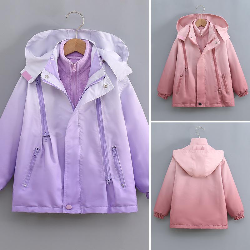 Mädchen 3-in-1 Abnehmbarer Windbreaker: 2025 Fleecegefütterte Jacke für Frühling, Herbst und Winter