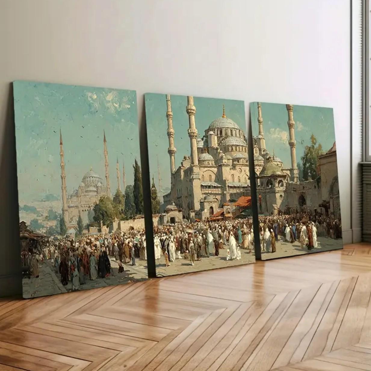 Исламская Мечеть Архитектурный Холст Искусство для Декора Гостиной 50X70