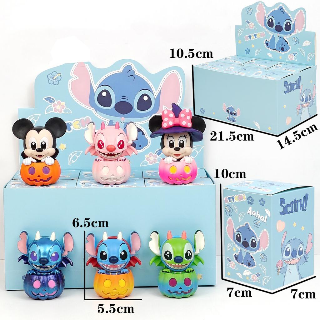 Stitch Blind Box Mickey Mouse And Stitch Friends Pumpkin Series Figure Halloween Dress Up Doll Decorate Toy Birthday Gift