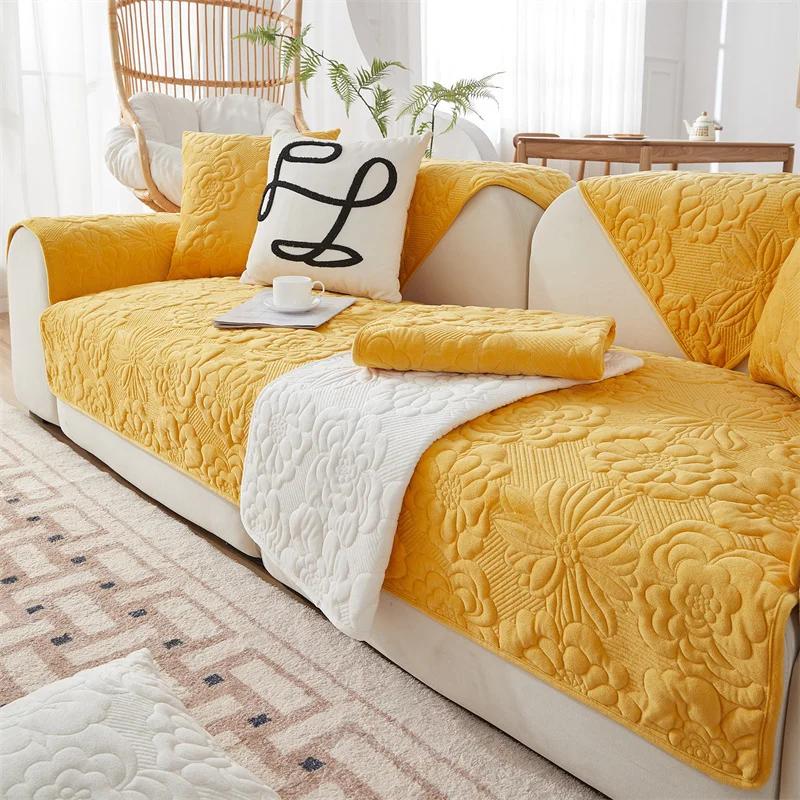 Plush Sofa Cover Towel Anti-Slip Thicken Sofa Covers for Living Room L Shape Sofa Chaise Lounge Cover Universal Couch Slipcover