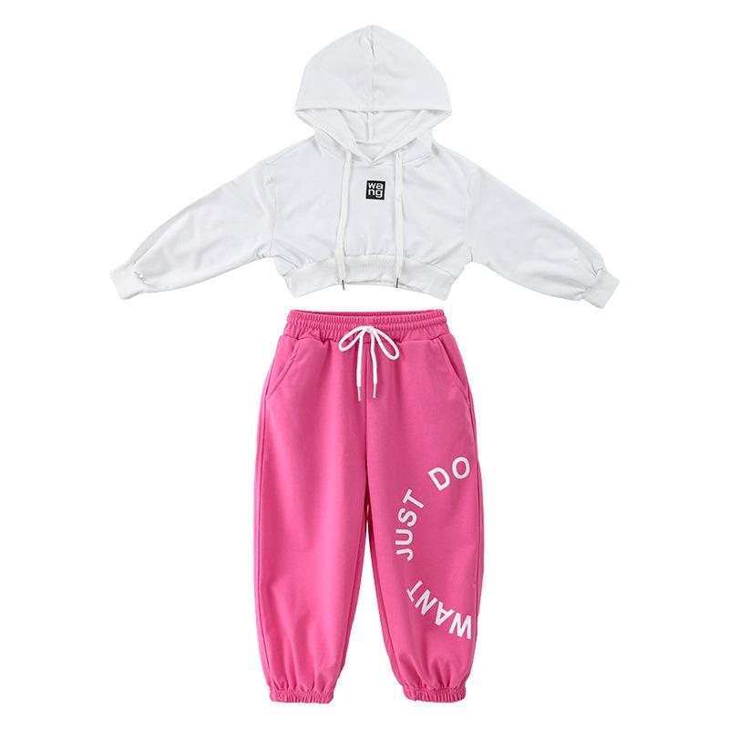 Kids' Hip Hop Dance Outfits: Boys & Girls Spring/Autumn Performance Wear with Crop Tops and Sweatpants