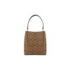 Coach Town 26 Classic Presbyopia Canvas with Leather Bucket Bag Hand-held Shoulder Crossbody Bag Medium Women's Brown