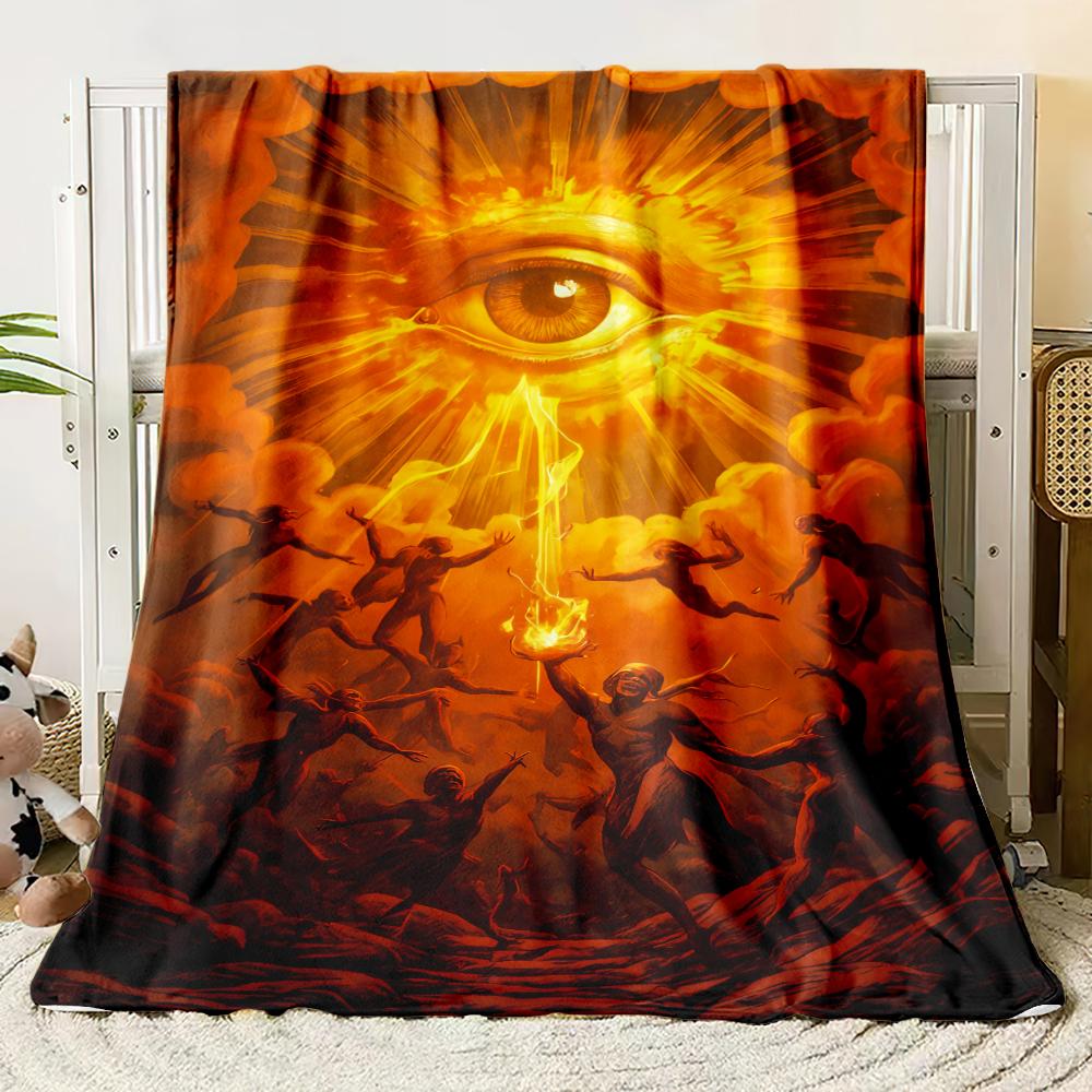 The Eye of The Demon Flannel Thin Blanket Soft Warm Blanket for Bedroom Living Room Bed Travel Camping Picnic Gift Customizable