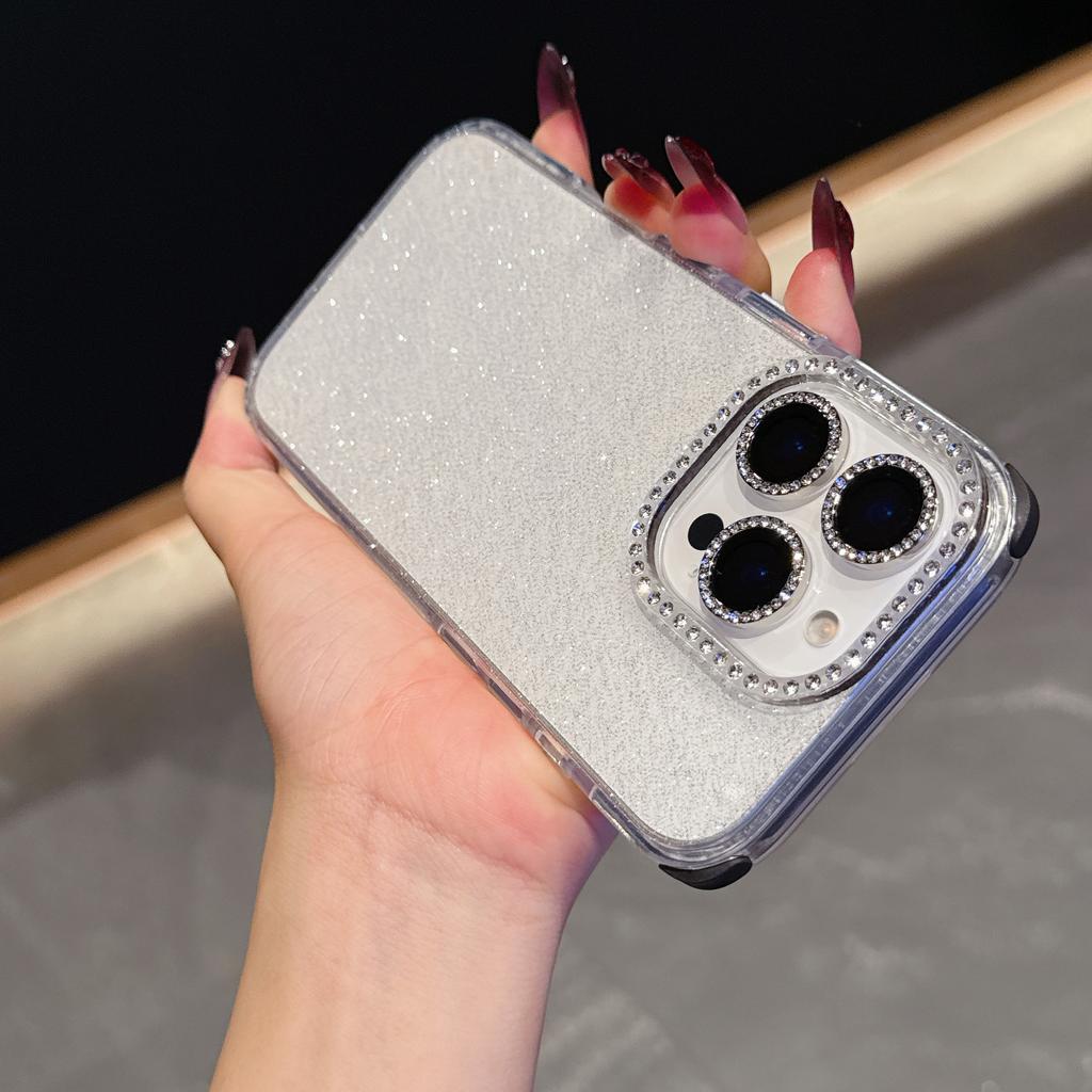Für iPhone 16 Pro Max Hülle Strassdekor Glitzer TPU Anti-Sturz Handyhülle