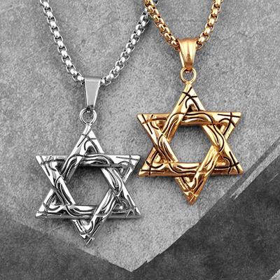 Hexagron Judaism Hexagram Stainless Steel Men Women Necklaces Pendants Chain Amulet Punk Rock Jewelry