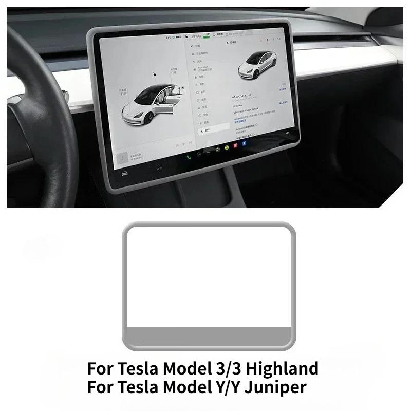For Tesla Model 3 Highland 2024 Model Y Juniper 2025 Silicone Screen Frame Display Edge Protector Central Control Accessores