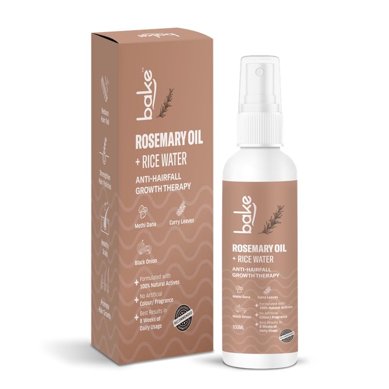 Bake Rosemary Oil Hair Growth Serum Spray With Rice Water & Methi Dana | For Hair Fall, Hair Regrowth & Keratin Treated | Strengthen Hair Follicles