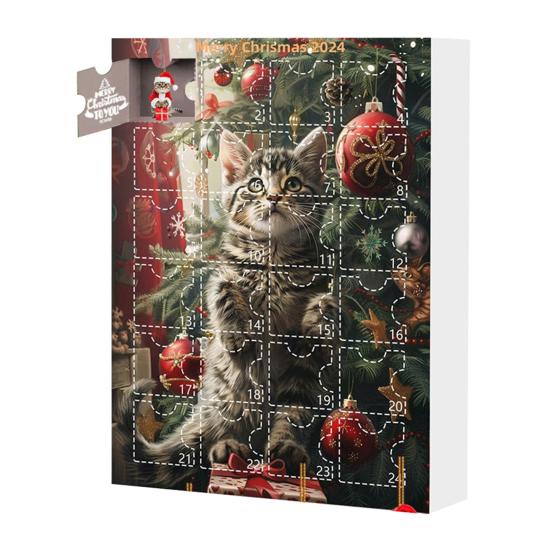 2024 Pet Advent Calendar 2D Flat Acrylic Cat Dog Pendants Christmas Tree Hanging Ornament Xmas Countdown Calendar for Home Decor
