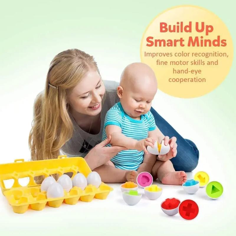 Montessori Educational Toys Baby Toy Easter Egg Baby Sensory Puzzle Smart Eggs Colors Shape Matching Sorter Games Baby Toys
