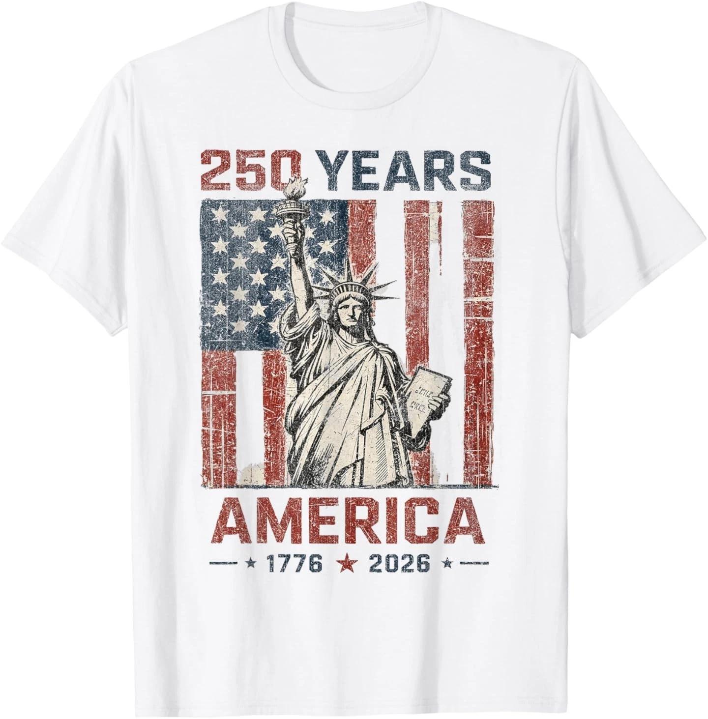 USA 250 Years 1776 2026 Patriotic Statue of Liberty T-Shirt L