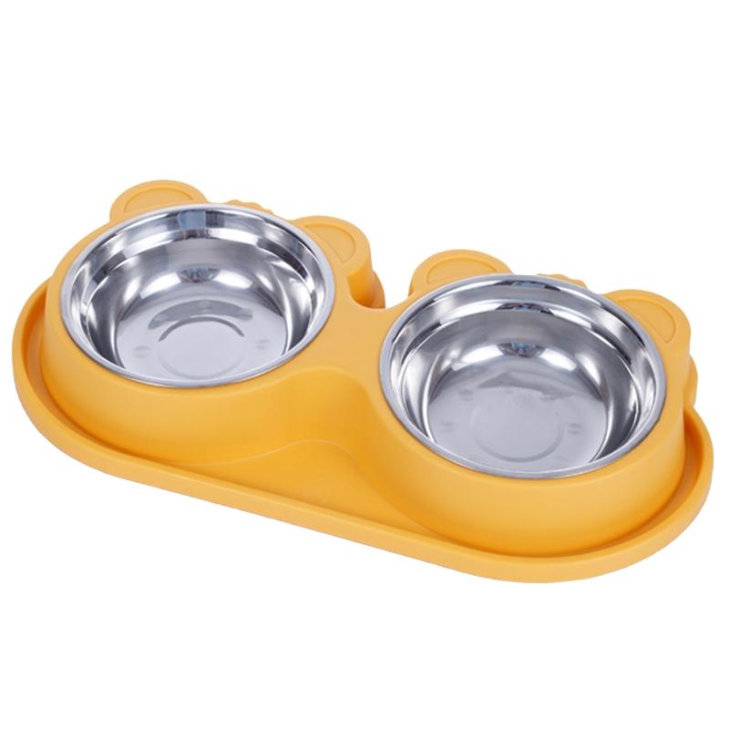 Dog Bowl Raised Cats Food Bowls with Detachable Bowl Pet Automatic Feeder жёлтый