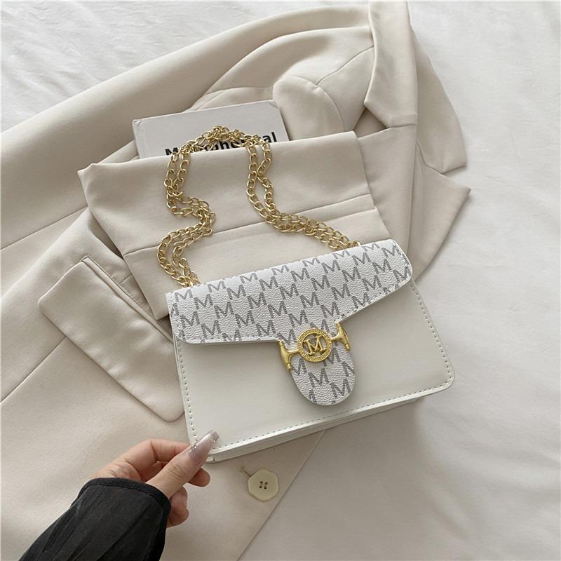 Mode Bedruckte Schultertasche Damen Trend Kette Vielseitige Klappe Lässig Textur Retro Messenger Bag