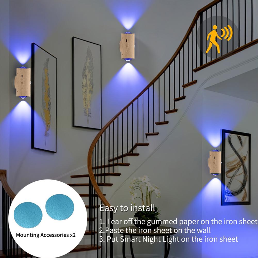 Motion Sensor Smart Light,Rechargeable LED Night Light,3 Light Modes Indoor Light,Magnetic Stair Light