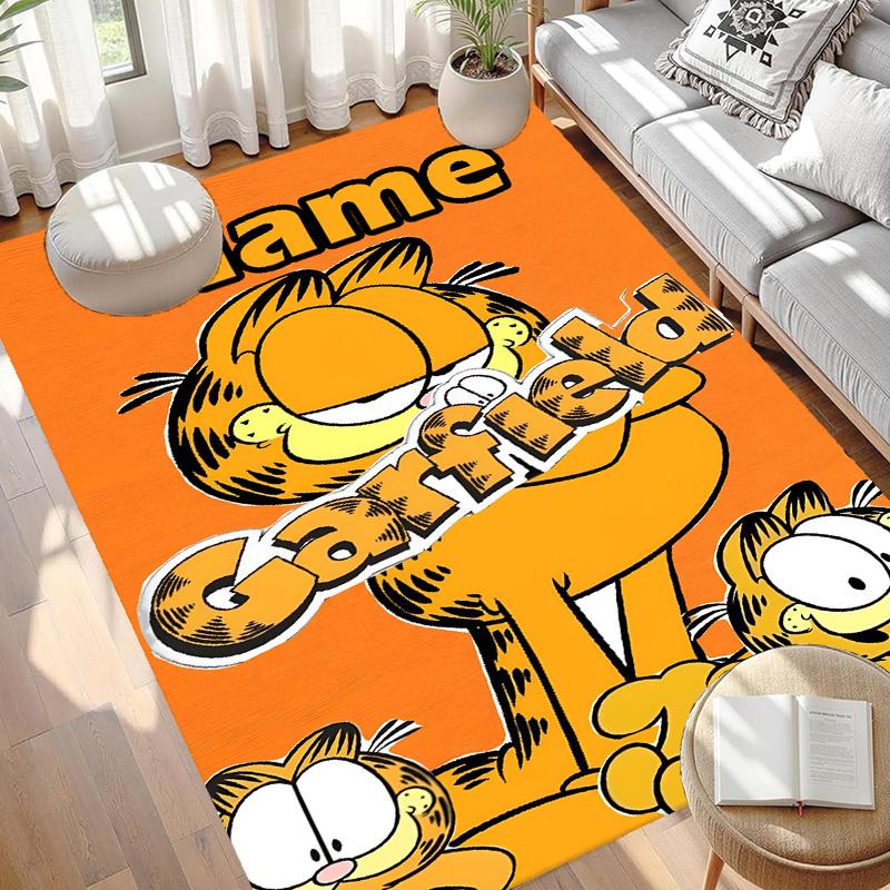 Custom Name Personalized Garfield Print Carpet, Versatile Home Decor Rug, for Playroom, Apartment, Balcony, Entryway, Hallway Gift