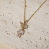 1 Piece Simple Artificial Crystal Bear Pendant Necklaces for Women Golden Stainless Steel Necklace Jewelry Daily Accessories