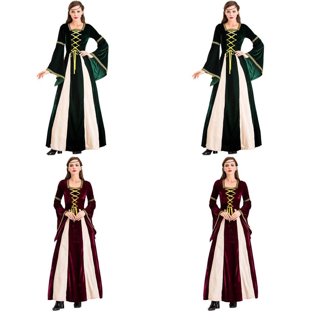 Enchanting Black Vintage Medieval Court Cosplay Maxi Dress For Halloween Events