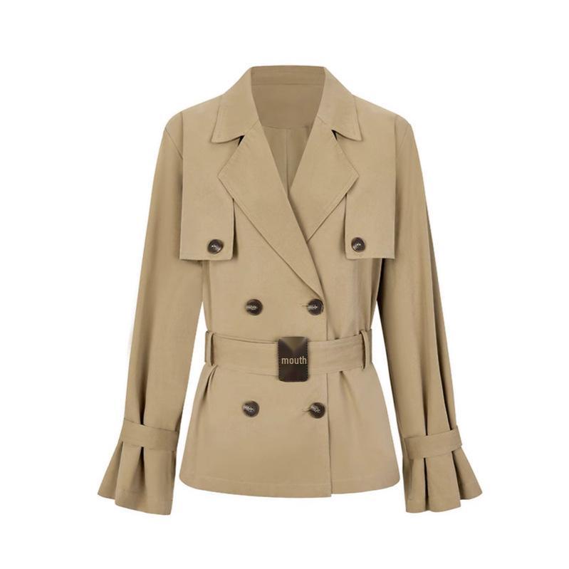 Trench-coat kaki pour femme: Printemps/Automne 2025, Style Britannique, Manteau Court Amincissant la Taille
