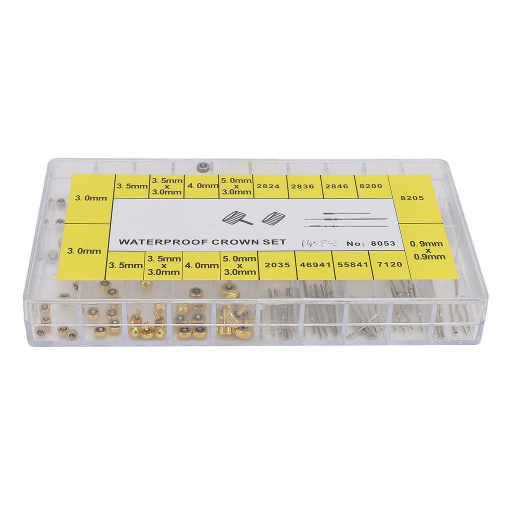 140pcs Copper Stainless Steel Watch Repair Kit Portable Watch Stem Extender Crowns Accessory Repairing Replacement Tool