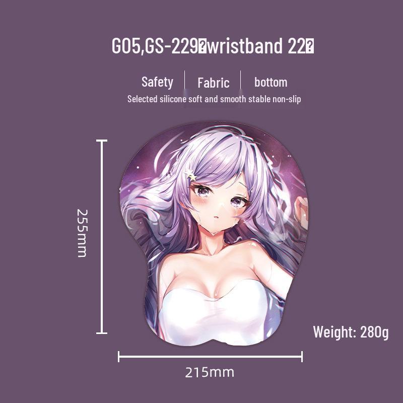 Beautiful Anime 3D Silicone Wrist Rest Mouse Pad - Creative Design, Hot Selling