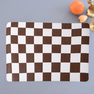 Yousheng Plaid Coffee Machine Mat Absorbent Diatom Mud Drying Pad Easy-care Dining Table Mat Non-Slip Kitchen Bar Accessory