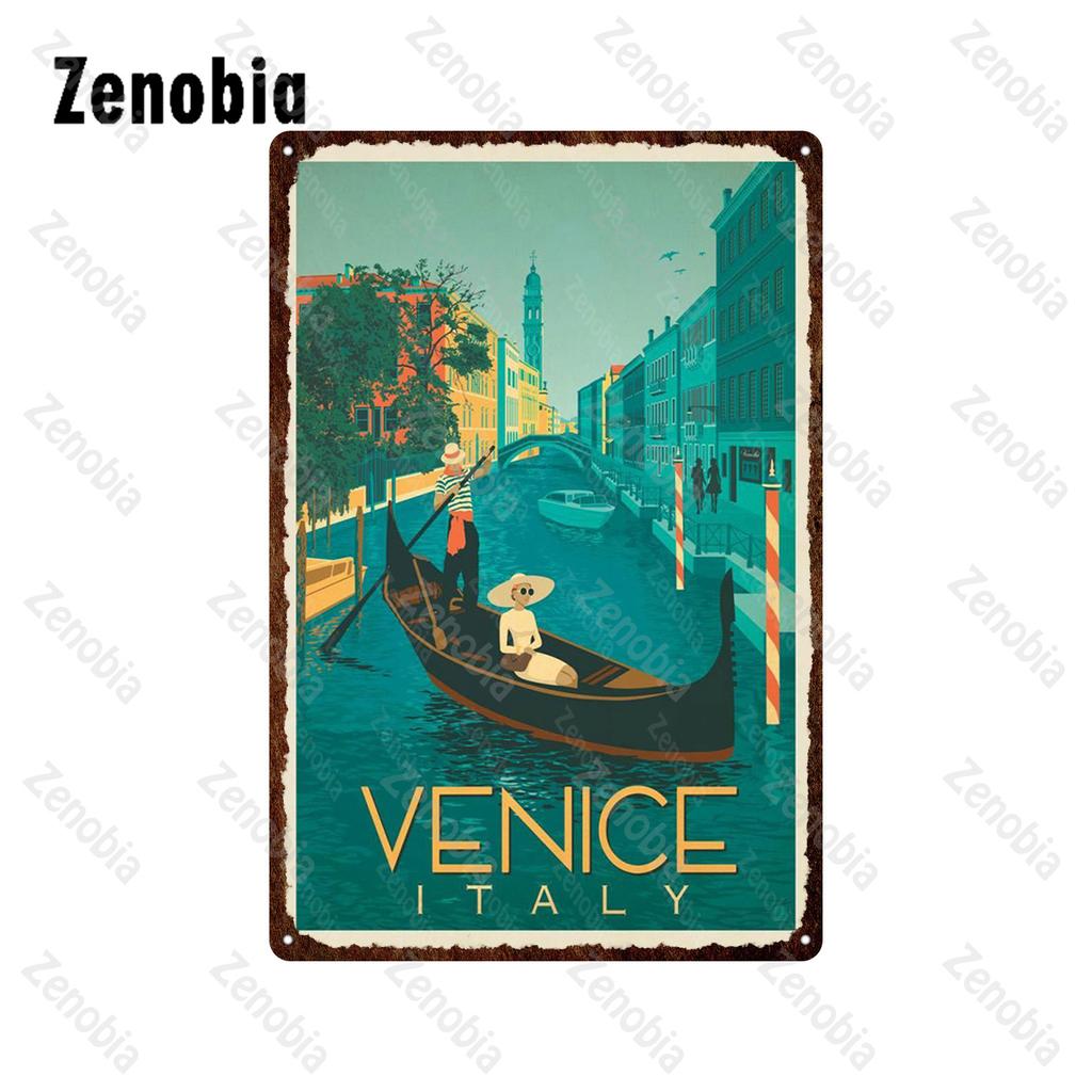 Country Landscape Metal Poster Classic National Landmark Building Metal Sign Vintage Tin Sign Wall Stickers for Home Decoration