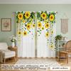 2D Graphic Design Sunflower Watercolor Sheer Curtains 2-Piece Set Machine Washable Polyester Pole Style Suitable for Living Room