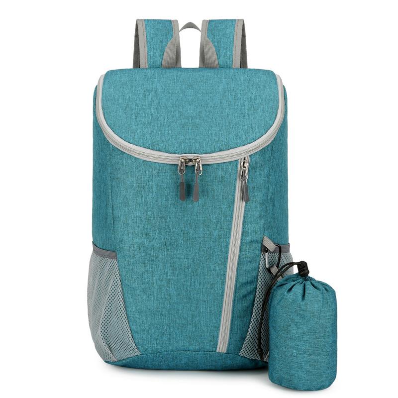 Blue Outdoor Backpack New Grey Unisex Large Capacity Folding Storage Bag Dacron Solid Colour Lightweight Waterproof Travel Knapsack