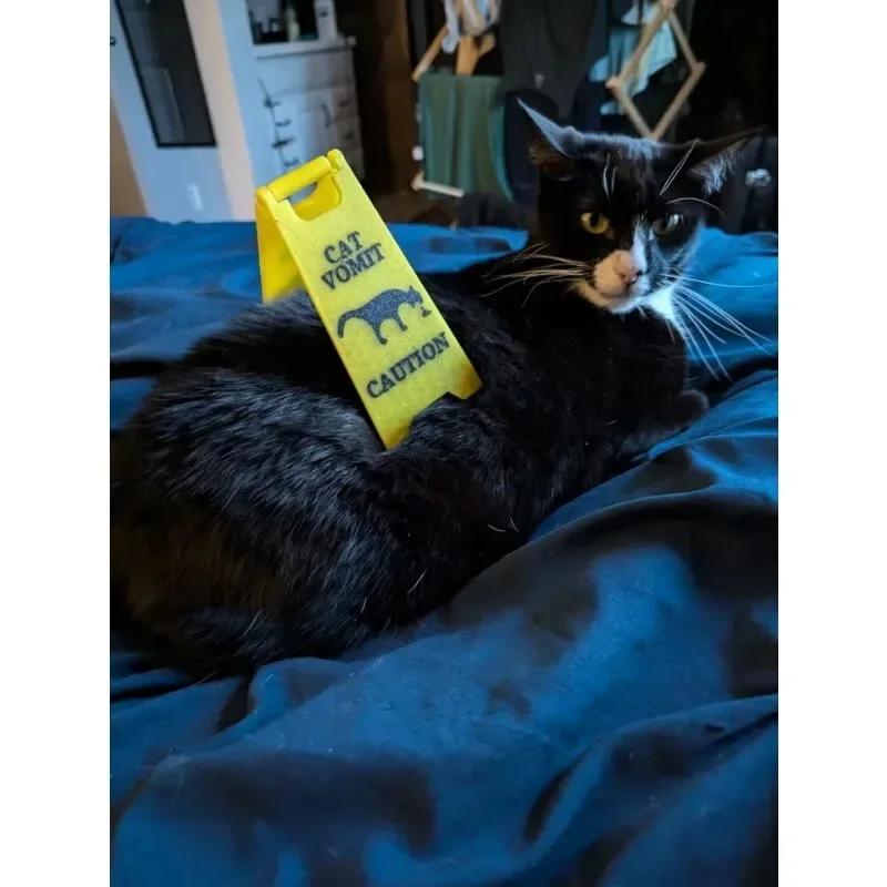 1pc Cat Vomiting (wet Ground) Sign Funny Sign Cat Dog Vomiting Sign