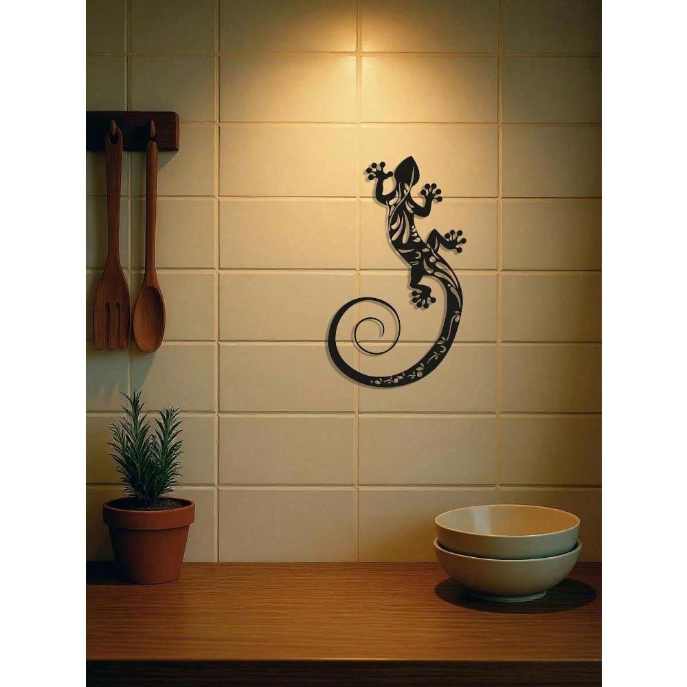 Handgefertigte Metallgecko-Wandkunst Moderne Geometrische Eidechsen-Skulptur für Boho-Wohnzimmer Schlafzimmer Büro Außenbereich Dekoration Einzigartiges Reptilien-Hängegeschenk