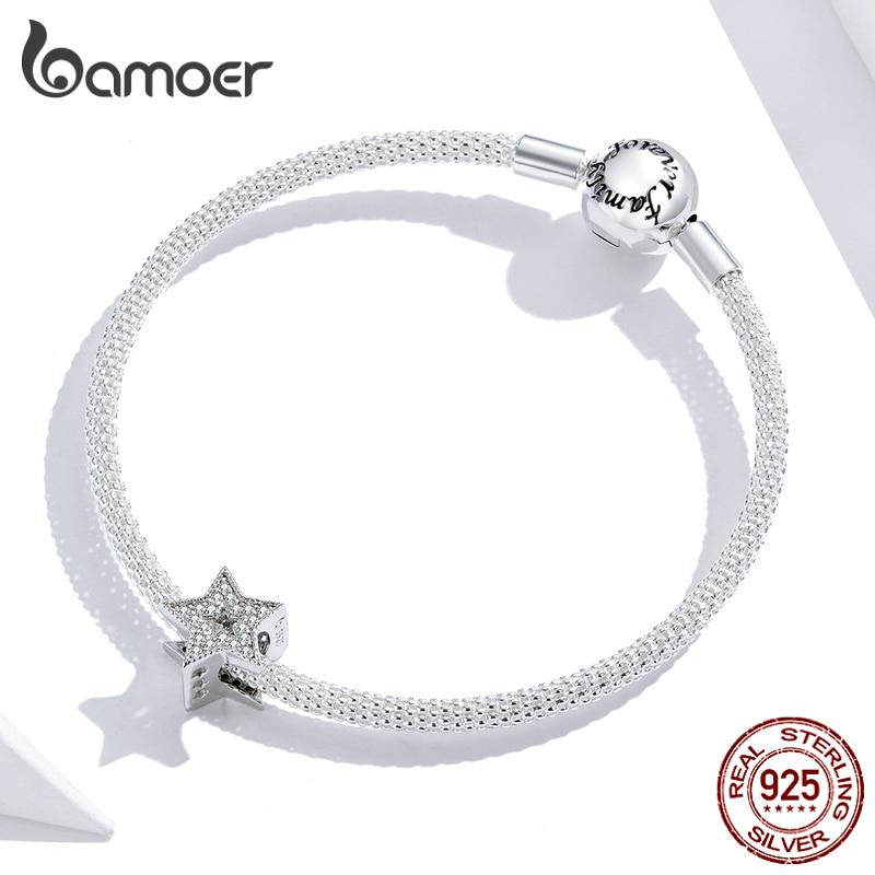 BAMOER 925 Sterling Silber Funkelnder Sternform Charm passend für Original-Armband Damenschmuck
