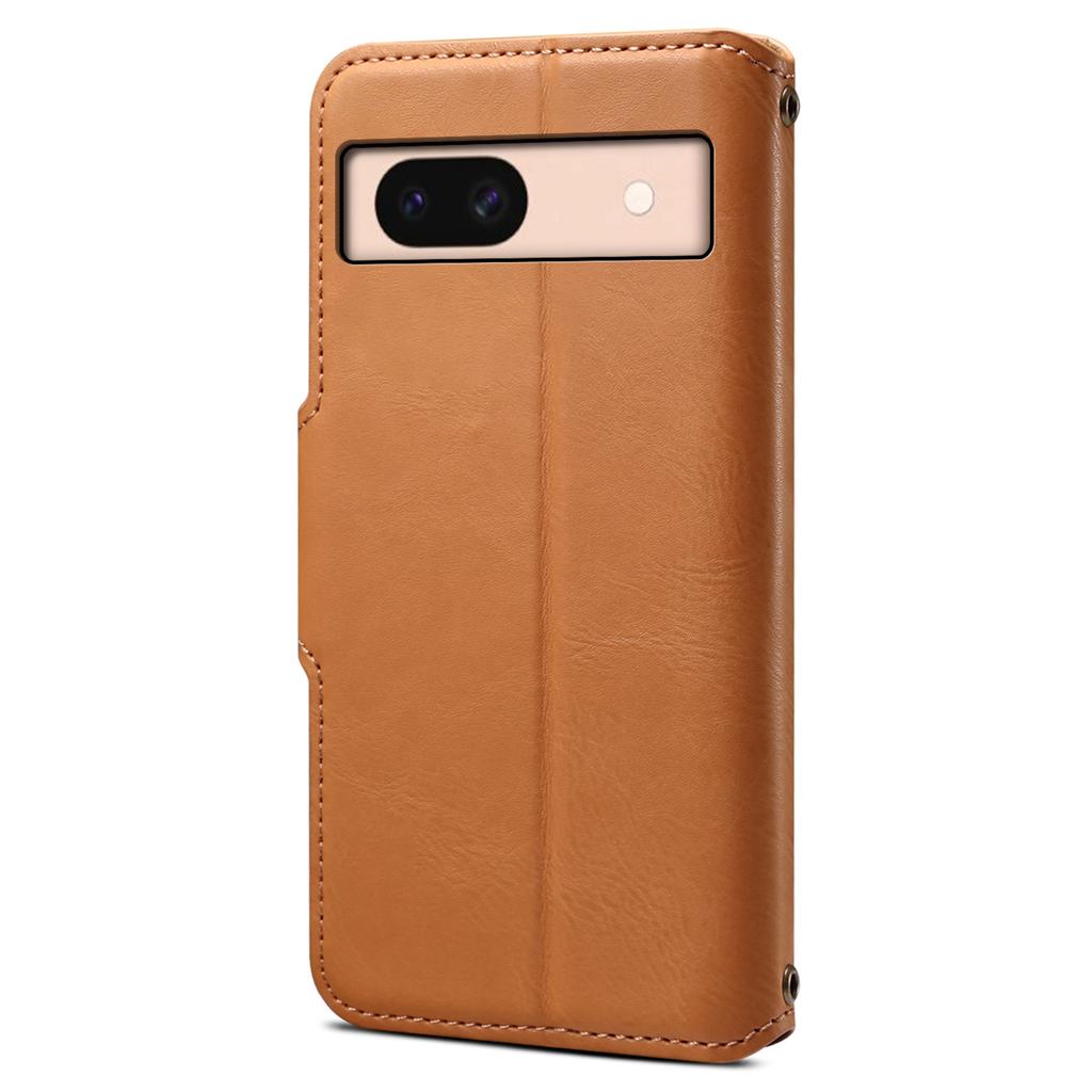 DENIOR For Google Pixel 8a Protective Case Cowhide Texture Leather Phone Cover