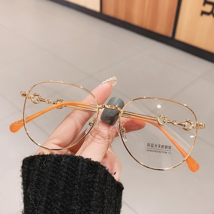 

Women s Flat Light Glasses Anti-Blu-ray Korean Version Tide Gold Glasses Frame Men s Plain Solid Color Glasses оранжевый