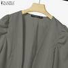 ZANZEA Women Long Sleeve Cardigan Blouse and Wide Leg Pants Two Piece Suit Sets