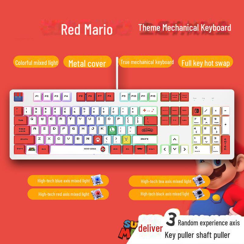 104-Key Wired Gaming Mechanical Keyboard, Blue/Black/Tea/Red/Silent Switches, Mahjong Sound, Hot-Swappable, Customizable