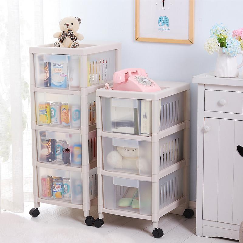 

Transparent Kitchen Storage Cabinet with Wheels: Multi-Layer Organizer for Fruits and Vegetables 2-layer