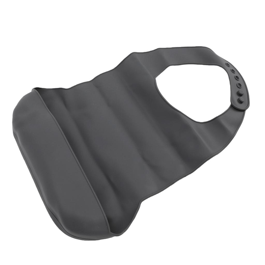 Adult Silicone Bib with Crumb Catcher Reusable Washable Adjustable Snap Closure Adult Bib Gray